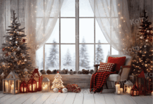 Christmas Backdrop with window